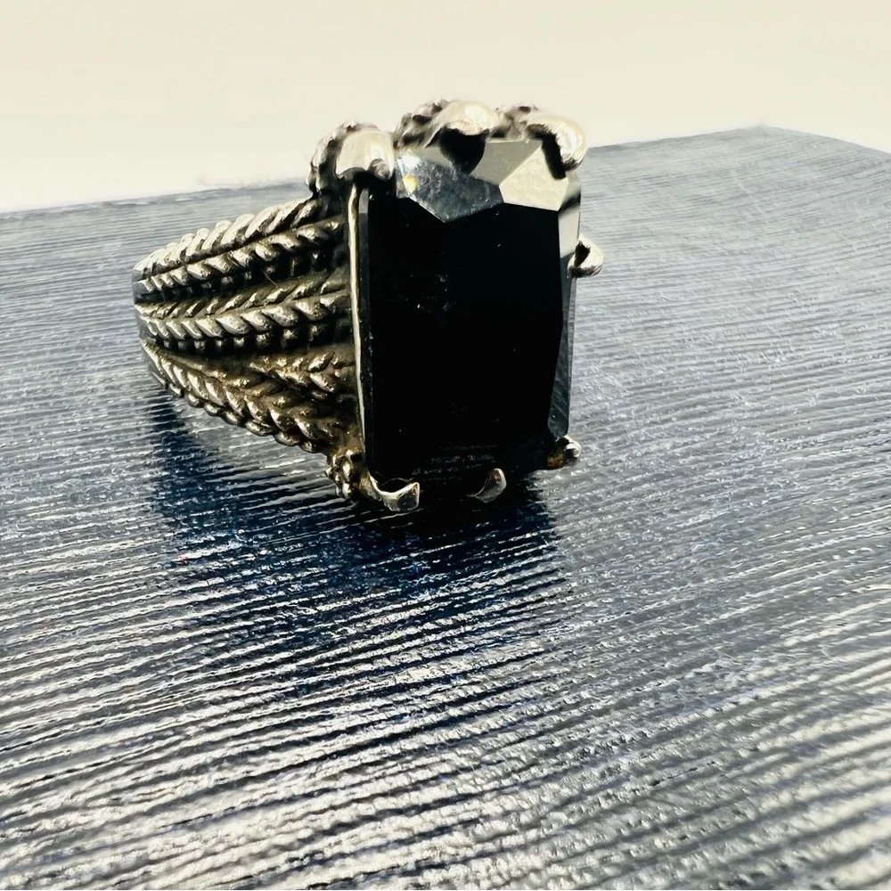 Dragon claw black stone ring epic fantasy silver size 12.5